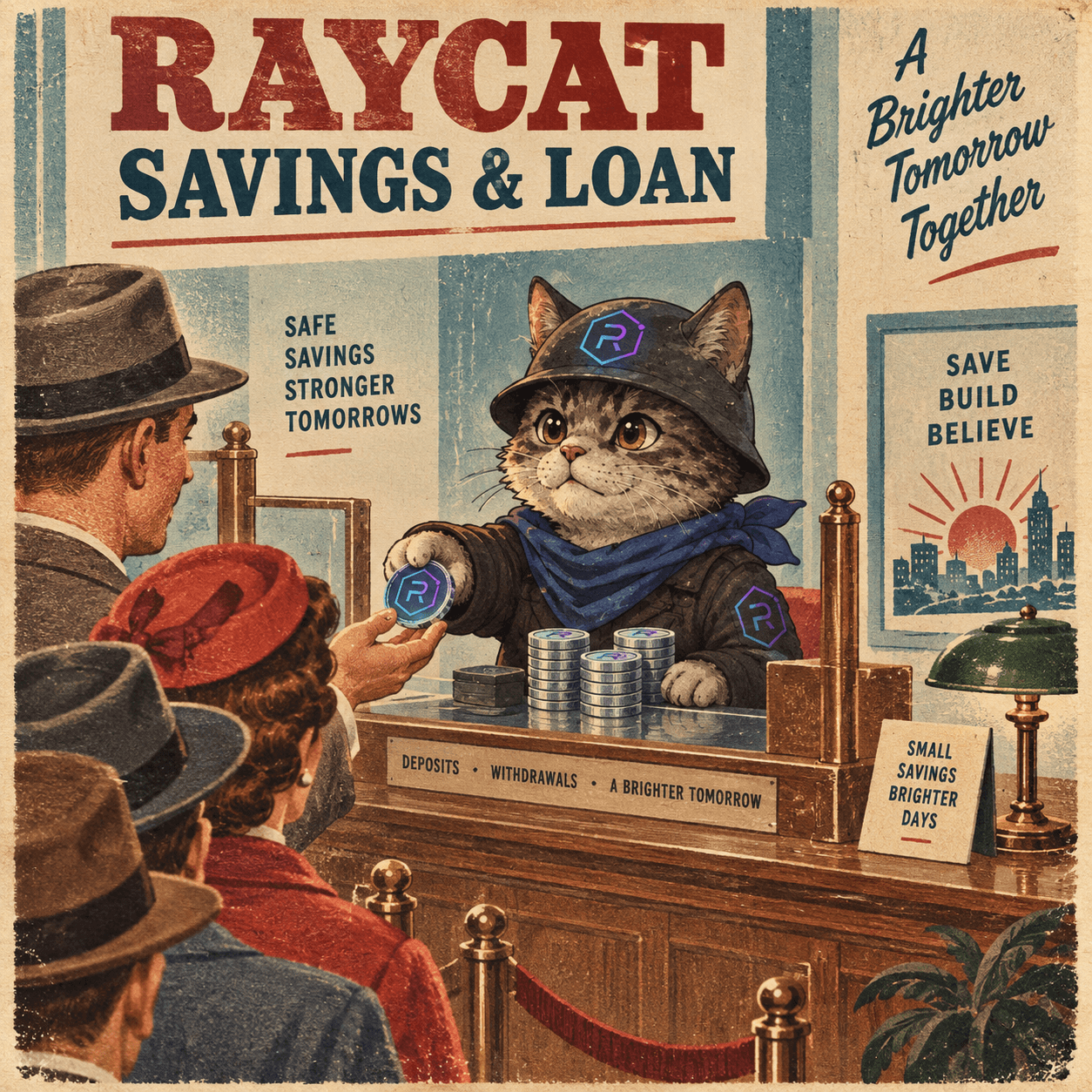 RayCat savings and loan vintage artwork